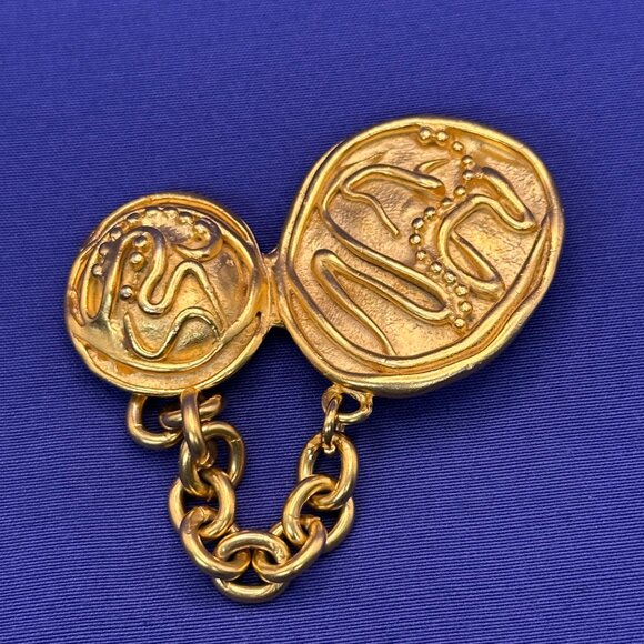 VTG Norma Jean Abstract Modernist Matte Gold-Tone Brooch - Picture 2 of 9